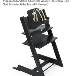 Tripp Trapp by Stokke Adjustable Wooden Black Baby High Chair
