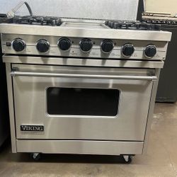 VIKING 36”WIDE DUAL FUEL RANGE STOVE STAINLESS STEEL 