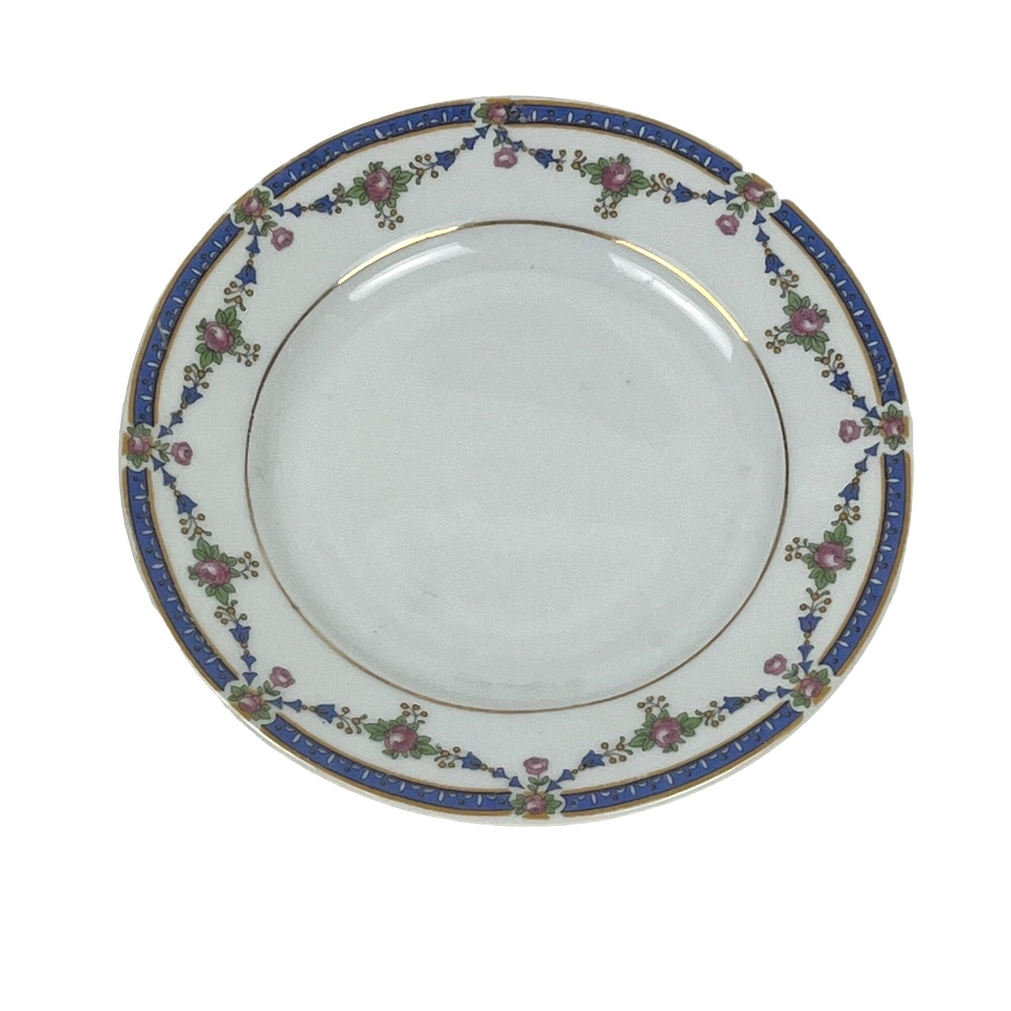 Vintage Salad Plate Germany Blue & Pink Floral