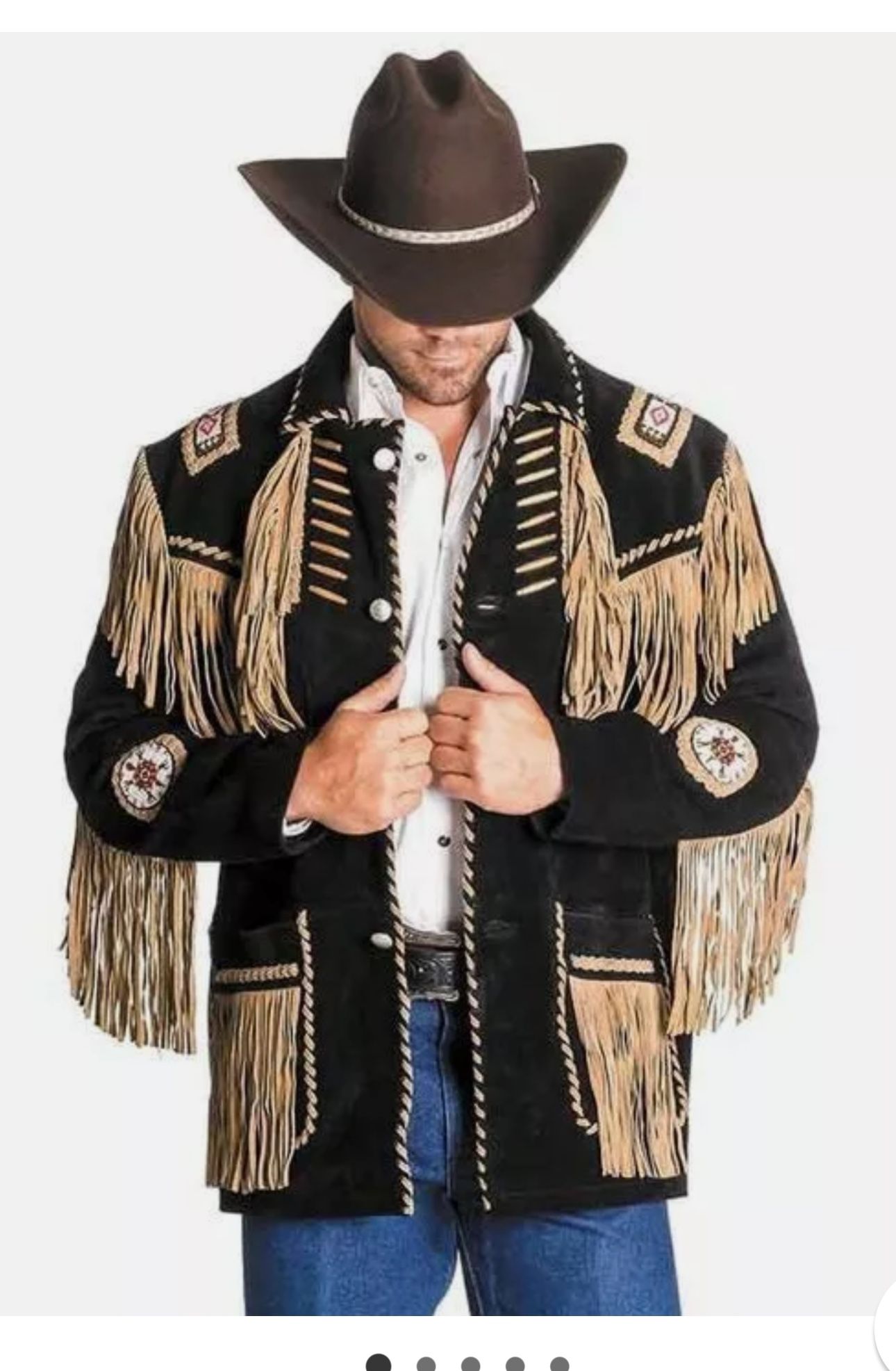 Western Leather Cowboy Coat Jacket
