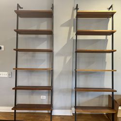 CB2 Helix Walnut Wood Wall Mount Book Shelf 96”