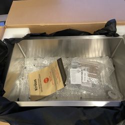 KRAUS Standart PRO 30 in. Undermount Single Bowl 16 Gauge Stainless Steel Kitchen Sink with Accessories 