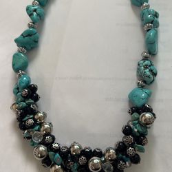 TURQUOISE GENUINE! NECKLACE GORGEOUS 