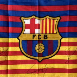 MESSI, NEYMAR, SUAREZ SIGNED BARCELONA FLAG (Price negotiable)
