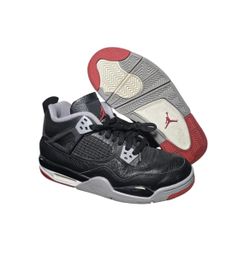 Air Jordan 4 Retro Bred Reimagined FQ8213 006 Sneakers Size 5.5Y (Women's Sz 7)