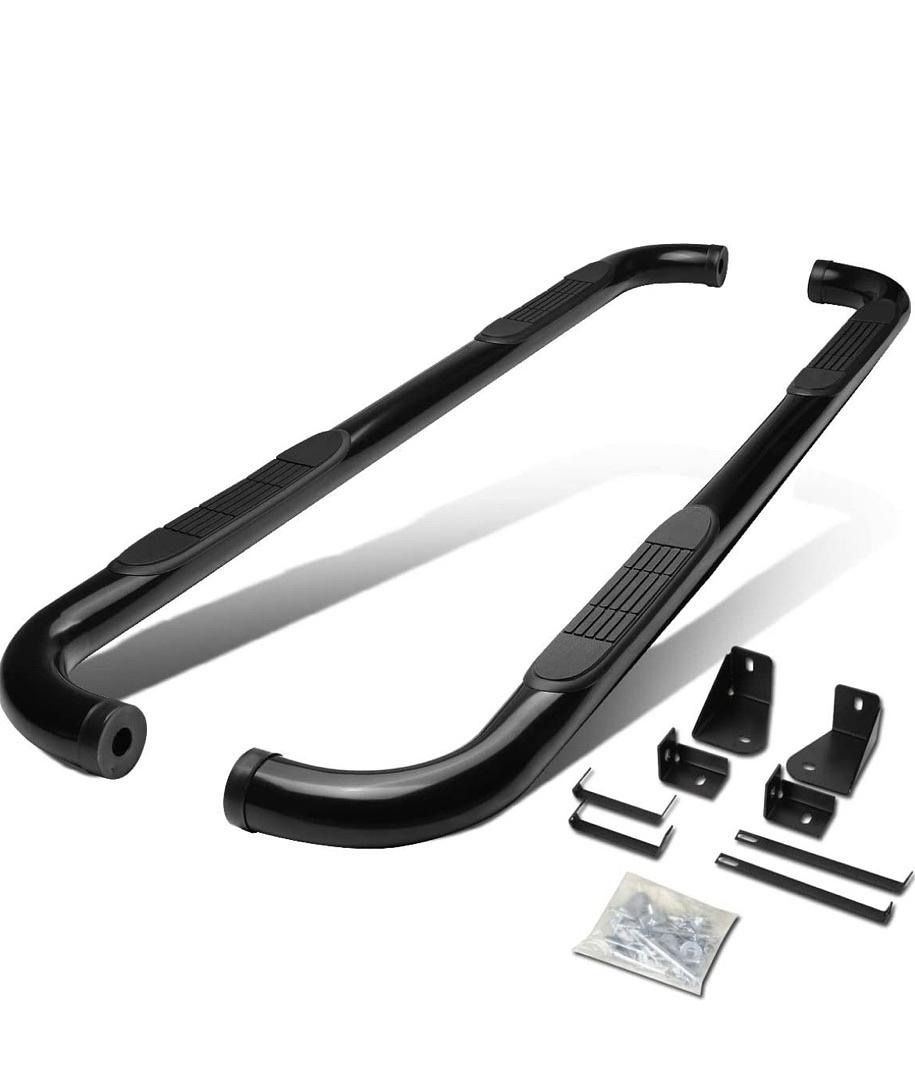 2005 to 2010 Dodge Dakota Quas cab 3 inch black need bar Estribos negros nerf bar side step 