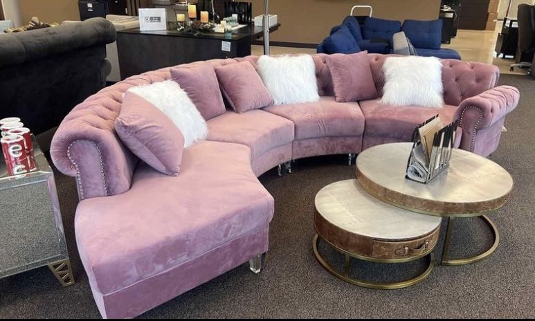New Large Velvet Sectional (black,pink,blue)