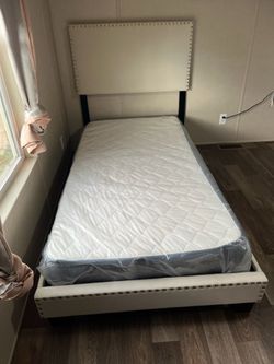 Twin Upholstered Bed Frame with Mattress