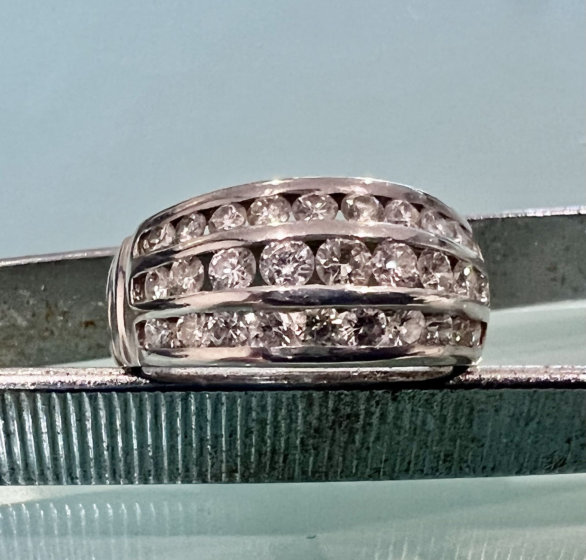 💎 Sparkling Three-Row  Platinum 1.30CT Natural Diamond Ladies Band