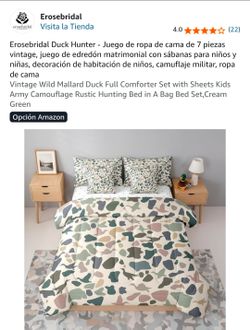 Vintage Wild Mallard Duck Full Comforter Set with Sheets Kids Army Camouflage Rustic Hunting Bed in A Bag Bed Set, Cream

Green