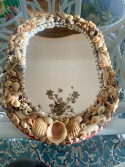 Rare Find Kitschy Sea Shell Decorated Vintage Mirror