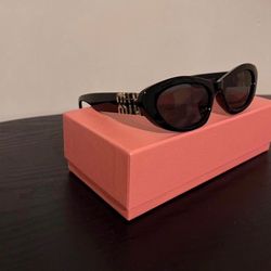 Miu Miu Glimpse Oval Sunglasses - Black & Gold