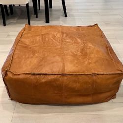 CB2 Genuine Leather Ottoman Saddle