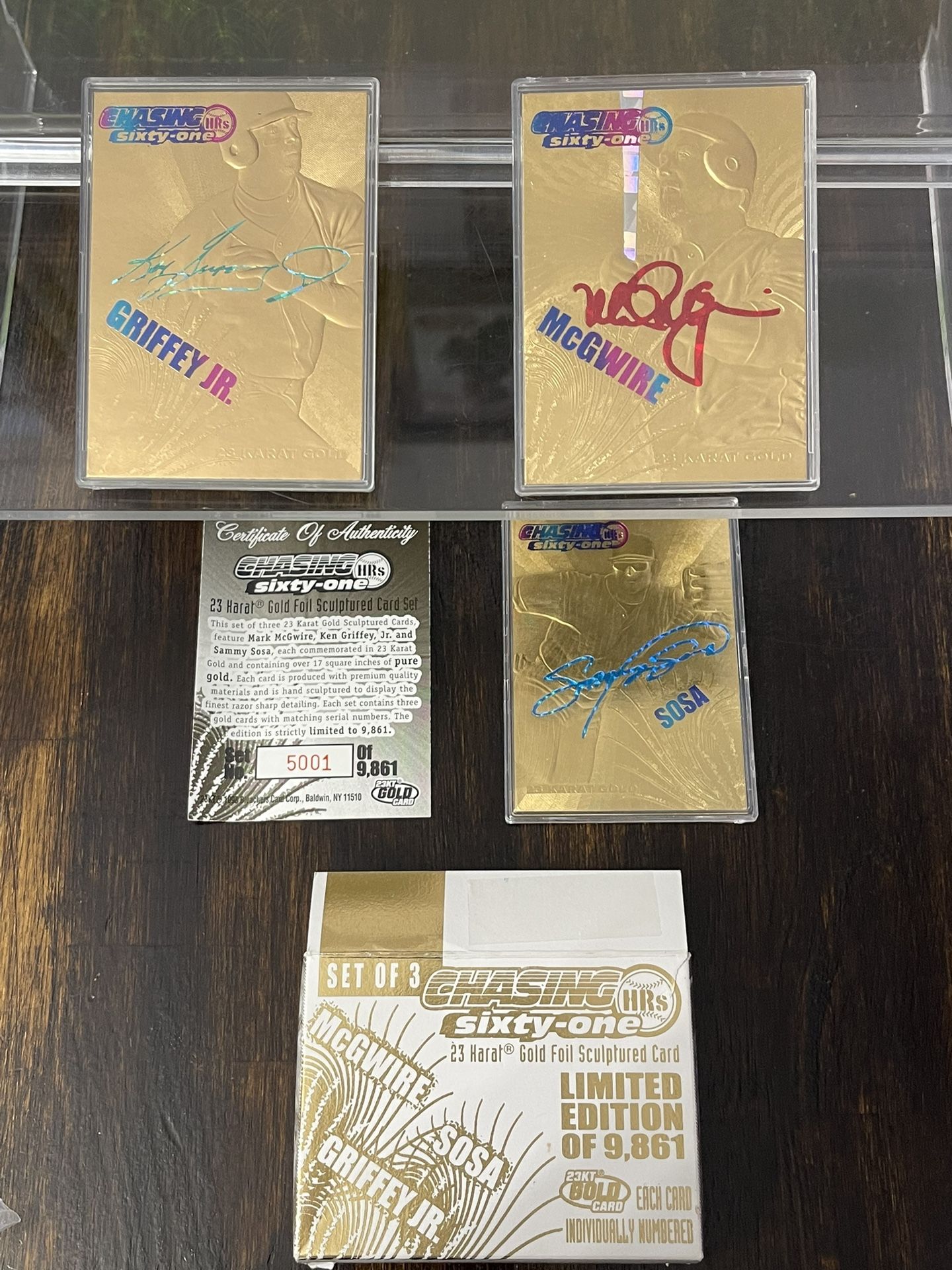 1998 Baseball Set of 3 Chasing 61 23Kt Gold Card