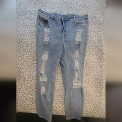 Wax Jean Women's Ripped Light Blue Skinny Jeans