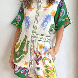 Multicoloured shorts with elastic waistband  Size S/M