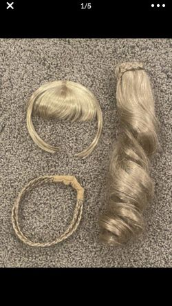 American Girl Doll ‘DOS ponytail blonde hair extension, Blonde bang Extensions, and blonde braided headband