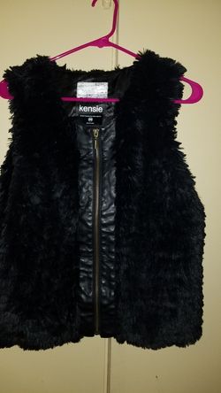 Kensie faux fur vest with faux leather trim