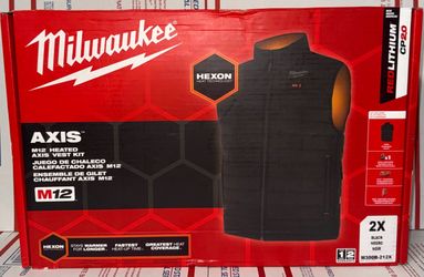 Milwaukee M12 Mens Heated Black Axis Vest Kit. 2XL Only. NOT NEGOTIABLE