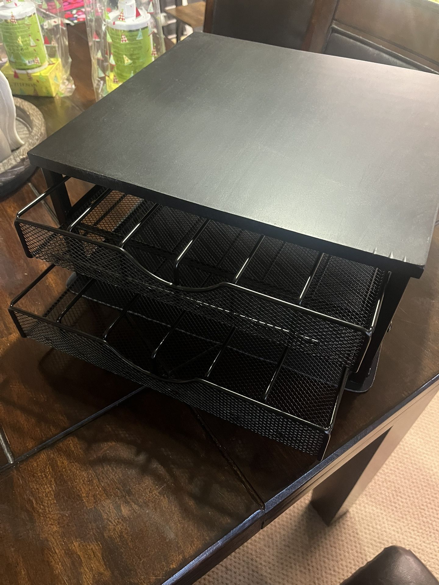 COFFEE POD STORAGE 2 TIER WITH WOOD TOP