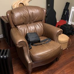 Brown Leather Sofa And Footrest