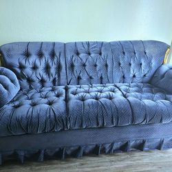 Vintage Blue Velvet Couch