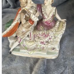 Antique Wales Bone China Lace WALES VICTORIAN COUPLE-BONE CHINA LACE