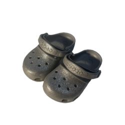 CROCS Mary Jane Silver Glitter Size 7 Toddler’s Like New