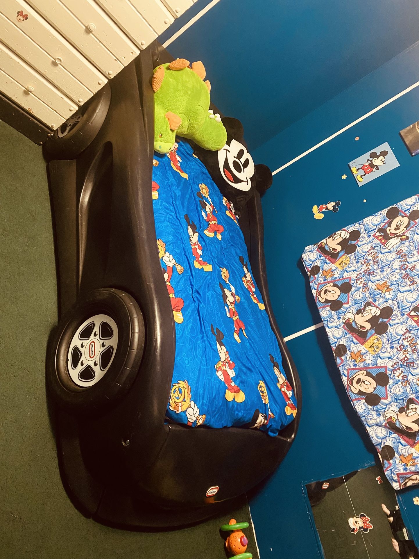 🛏️🛏️⭐️⭐️$$290 with thinner style twin size mattress $220 just car bed frame no mattress-this is NOT a toddler bed. This is a big, big twin frame nee