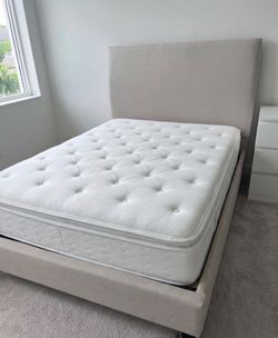 Full Size Upholstered Bed Frame and Mattress