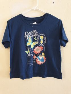 Disney Alice In Wonderland Navy Crop Top Sz Medium