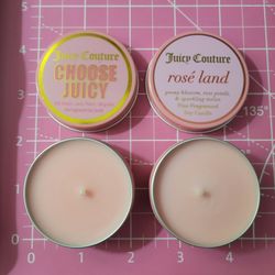 2x Juicy Couture 1oz Each Soy Candles In Tins Scents CHOOSE JUICY + rosé land