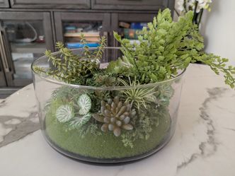 Artificial Succulent In Glass Pot