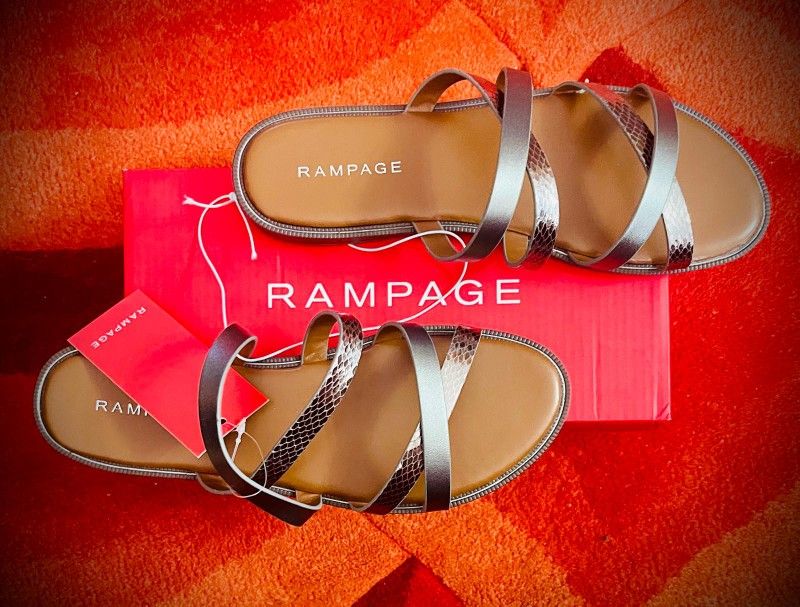 NWT, Rampage Silver, Flat Sandals. Size: 7.5. Comfortable, Elegant and Stylish.