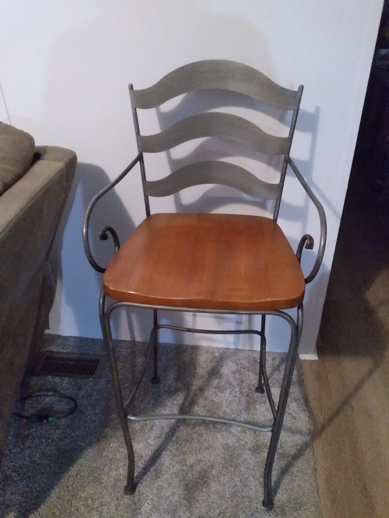 Ethan Allen Wood and Metal Bar Stools