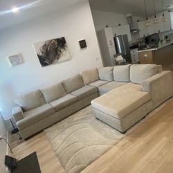 Beige Sectional Couch (good Condition) Dimensions 130inches x 102 inches