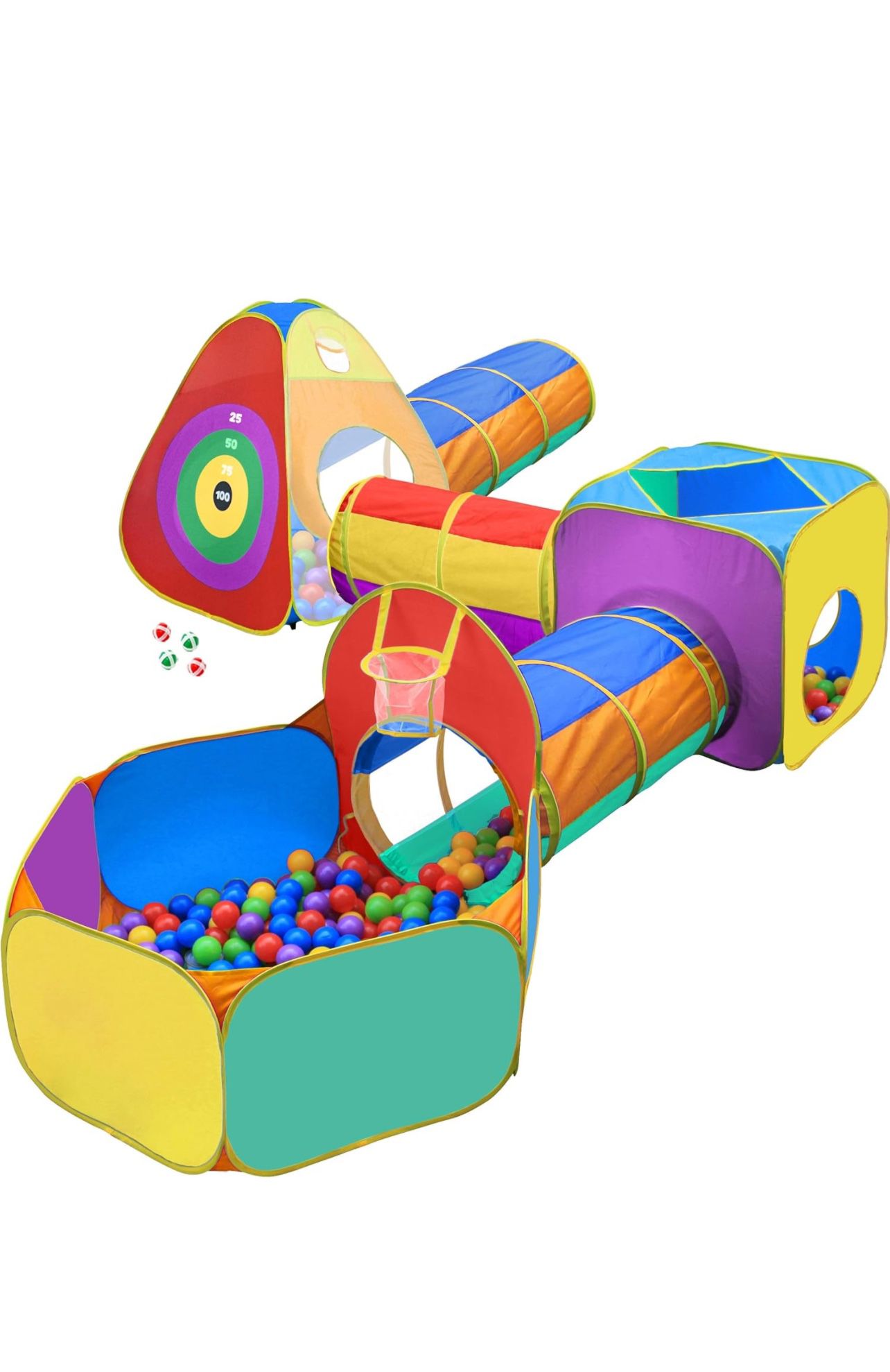 Gift for Toddler Boys & Girls, Ball Pit, Play Tent and Tunnels for Kids, Best Birthday Gift for 3 4 5 Year Old Pop Up Baby Play Toy, Target Game w/ 4 