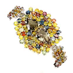 36.42ct Sapphire Multi-colored Stones Bracelet, Unique, Worth $3,640(AIG Cert), Make an Offer