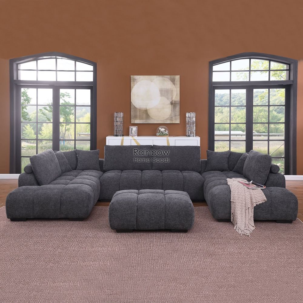 Oversized Lounge Style U Shape Double Chaise Sectional Sofa Couch