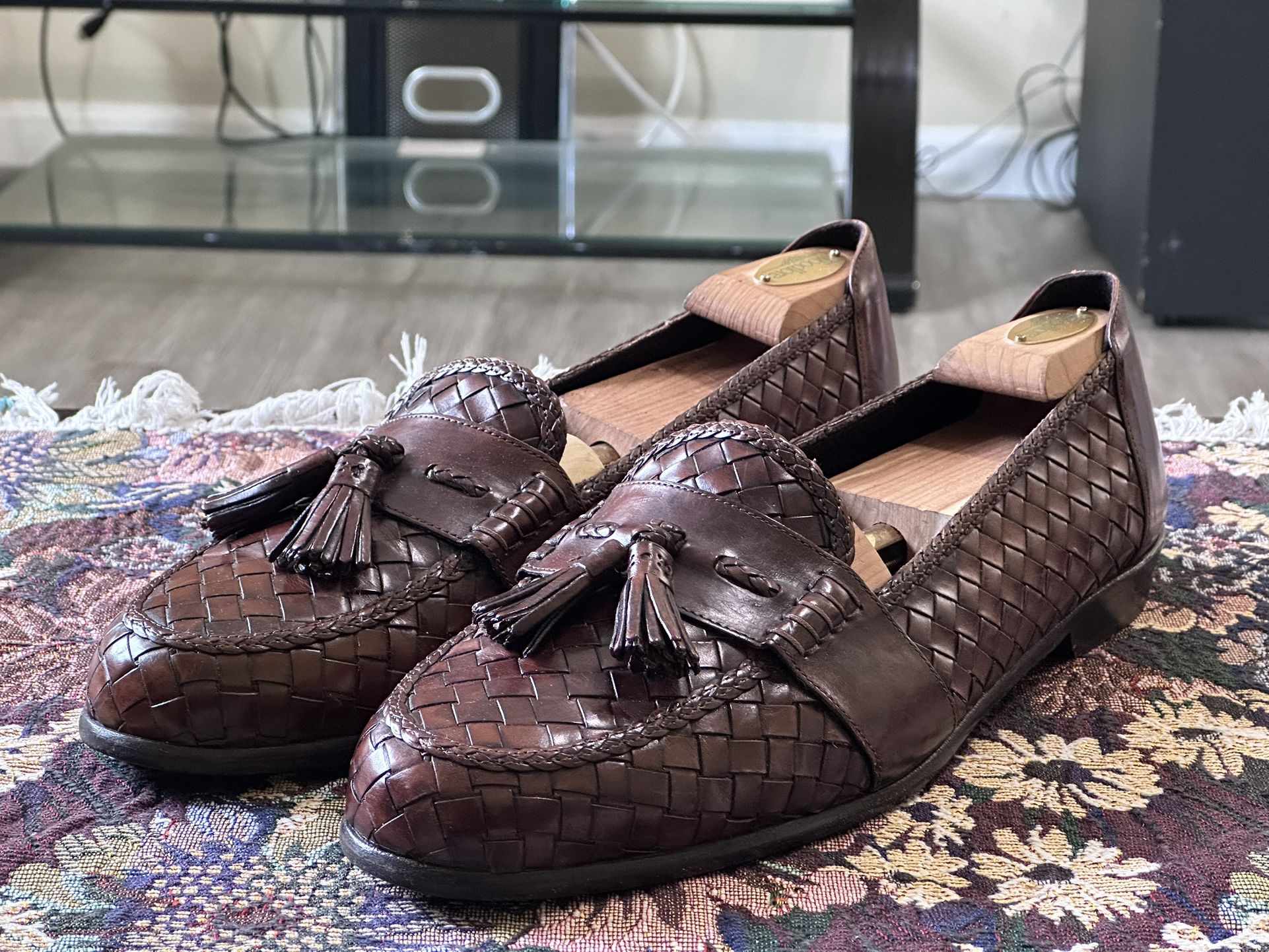 Cole Haan Bragano Tassels Woven Brown Leather Men’s Dress Loafers Shoes Size 13 M