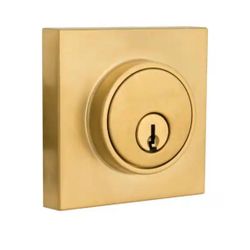 Defiant Square Brushed Gold Single Cylinder Contemporary Deadbolt=Def-690