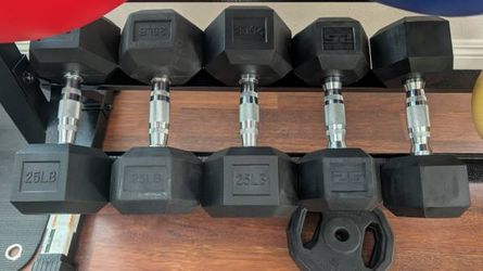 Brand New 25 lb Amazon Basics Hex Dumbbells - 5 Available