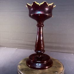 19th Century Bohemian Ruby Glass Mantle Luster 1860-1880 12" Tall 6" Diameter