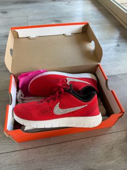 Nike Free RN 3.5Y Red with Rhinestone Logo