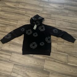 All black denim tear hoodie