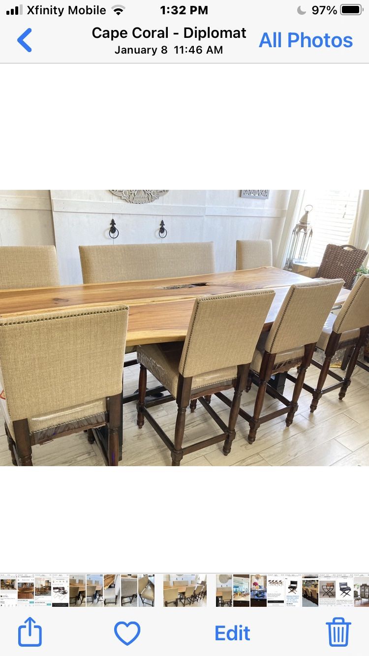 DINING CHAIRS AND BENCH Bar Height Like NEW