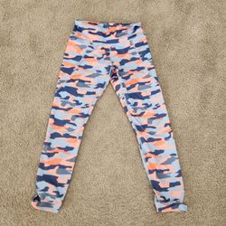 Womens Camo Active Leggings / Athletic Pants – Blue & Coral