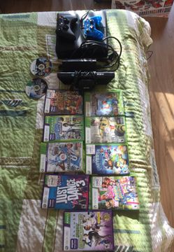 Xbox 360 with 11 games, 2 controllers, and kinet sensor