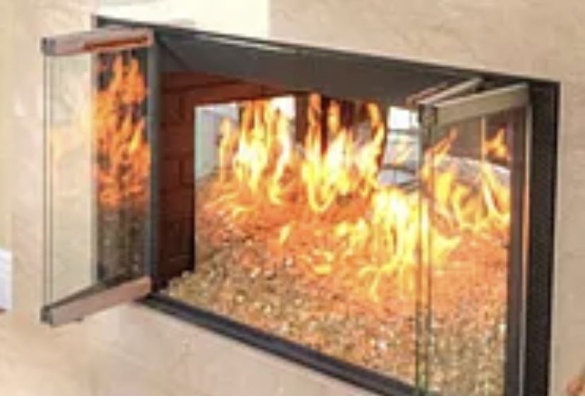 Gold Fireplace Glass Pieces 