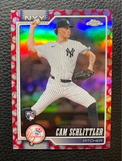 2026 Cam Schlittler Topps Chrome Red Baseballs Refractor SP Rookie Card. New York Yankees